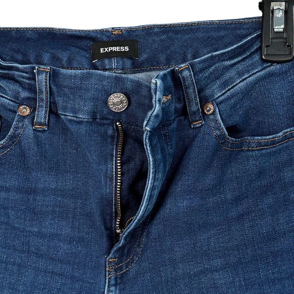 Express Medium (6/9/10) Skinny Jeans Hi-Rise Pockets Zip-Fly Stretch Blue Womens - Picture 3 of 9